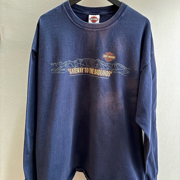 Harley-Davidson Other - Harley Davidson VTG Y2K navy blue “Gateway to the Badlands” longsleeve T-shirt